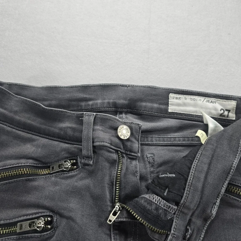 Rag & Bone Jean Kids Seattle Grey Moto Zipper Skinny Jeans 27 Y2K